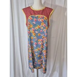 Anthropologie Uncle Frank Colorful Floral Satin Shift Dress Medium Mod Retro